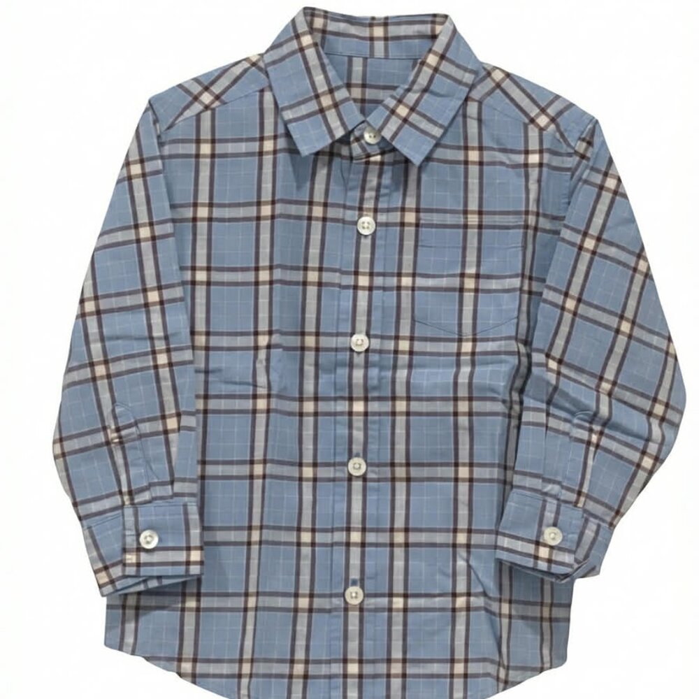 Gymboree NWT Blue & Purple Plaid Long‑Sleeve Shirt Size 7